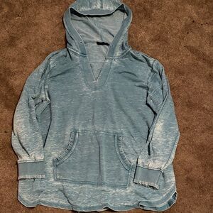 Light Washed Blue Hooded Pullover Sweatshirt